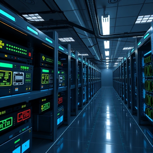 一個正在運作的AI伺服器農場