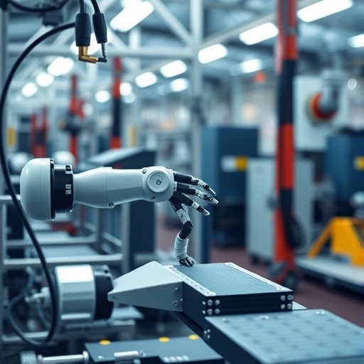 工廠內部的智能機器正進行生產作業