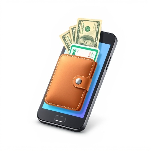 一個數位錢包被描繪成智慧型手機的樣子