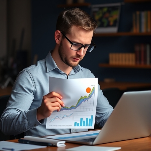 一位企業家正在分析圖表