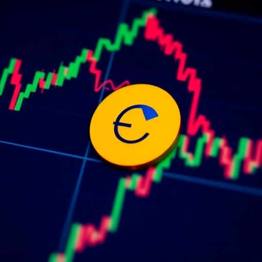 Coinbase 的標誌展示在金融圖表上