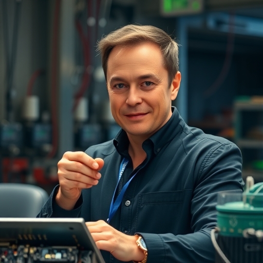 Elon Musk在Dojo超級電腦前操作