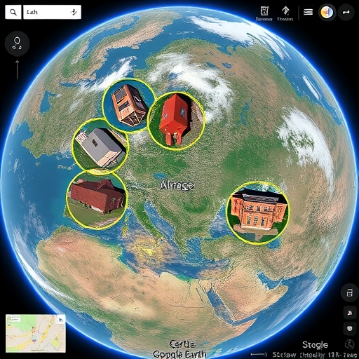 包含歷史影像的Google Earth介面