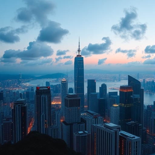 香港天際線在黃昏時分