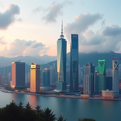 香港天際線與數位貨幣符號