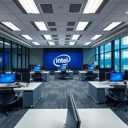 英特爾總部空置的工作區域