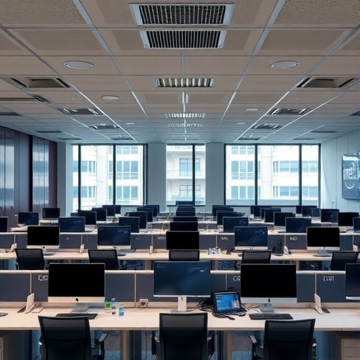 英特爾總部內空蕩蕩的桌子