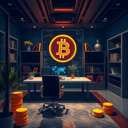 微策略辦公室內部，展示比特幣相關裝飾