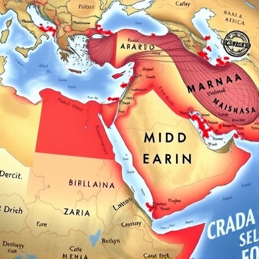 中東地緣政治緊張情勢圖片