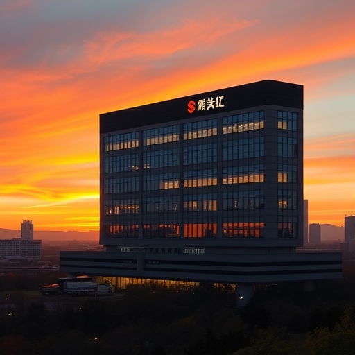 夕陽下的台積電總部大樓