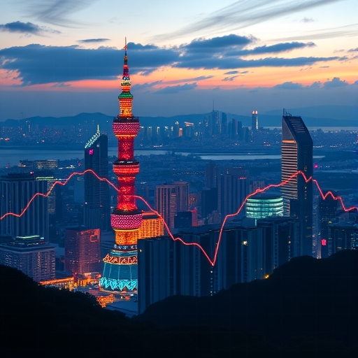 台北市區天際線與股票市場圖表