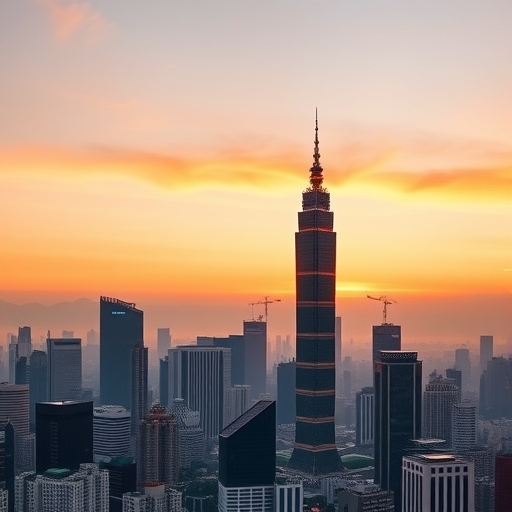 台北市區天際線與股票市場圖表