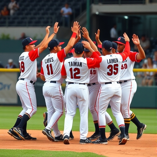 台灣棒球隊慶祝勝利