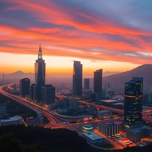 台灣半導體廠在黃昏時分