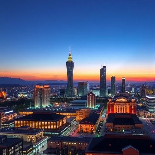 台灣半導體廠在黃昏時分