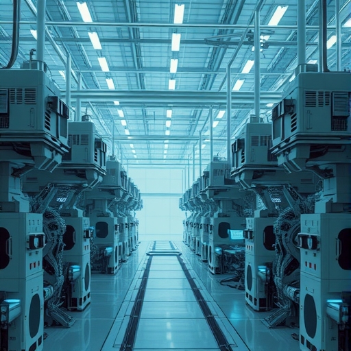 高科技工廠中，協作型機器人正在進行生產作業