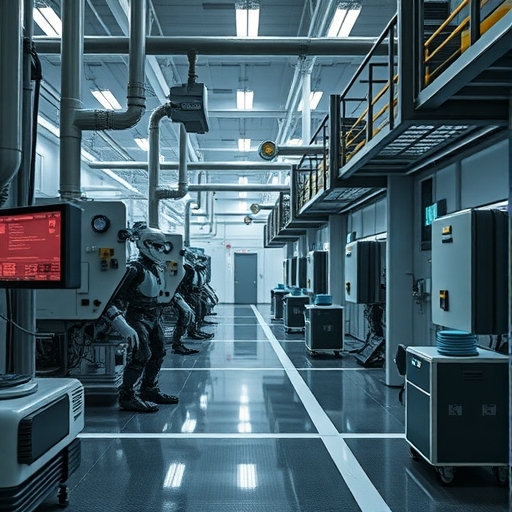 現代化工廠內，智能機器人協同運作的場景