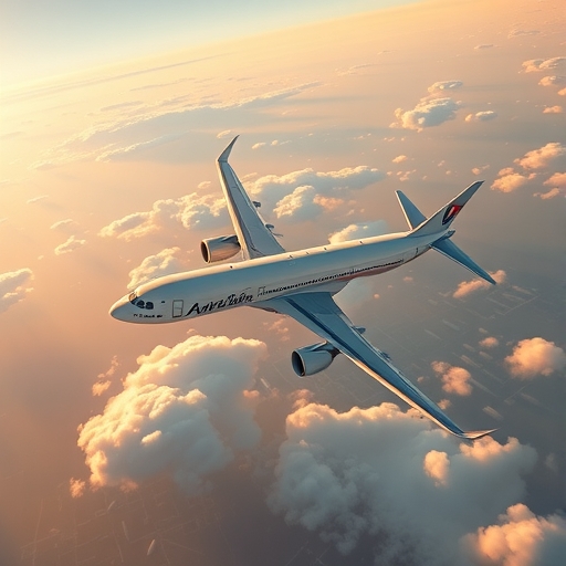 一架現代化飛機高空飛行