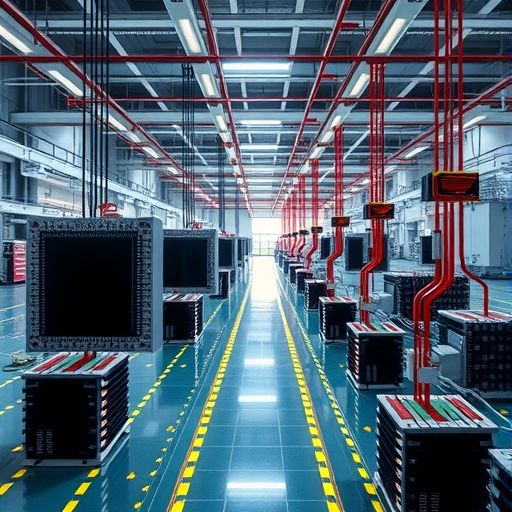 一個現代化的半導體工廠內部景象