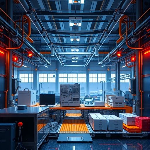 一個現代化的半導體工廠內部景象