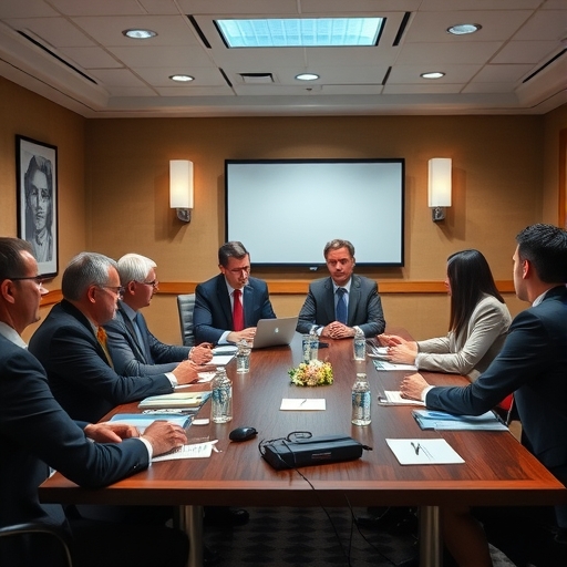 一群積極型投資人在會議室開會