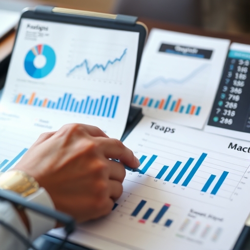 正在使用圖表分析財務報告的人