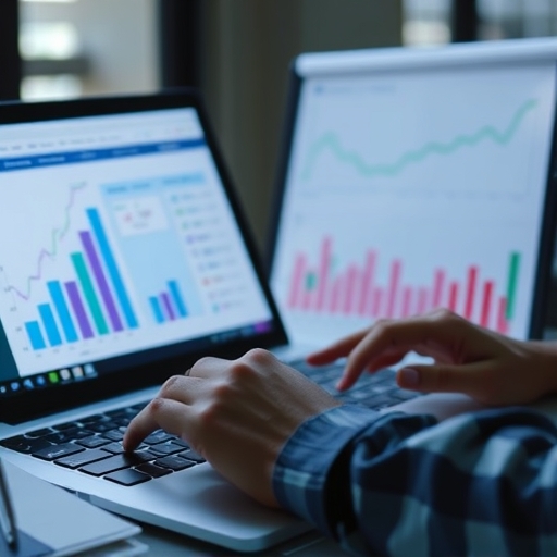 正在使用圖表分析財務報告的人