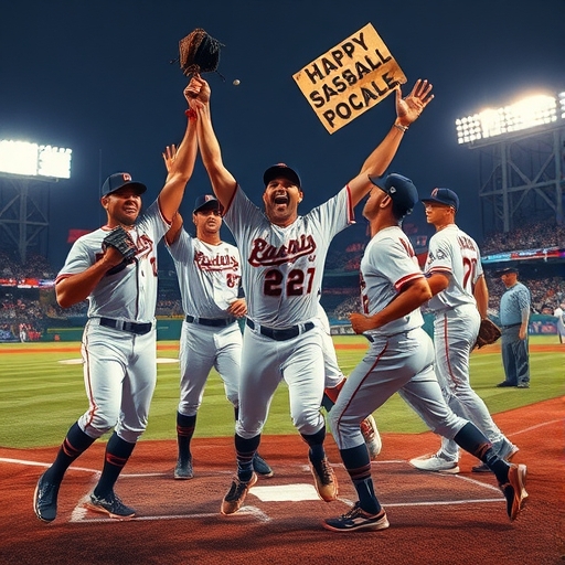 球員高舉獎盃慶祝冠軍