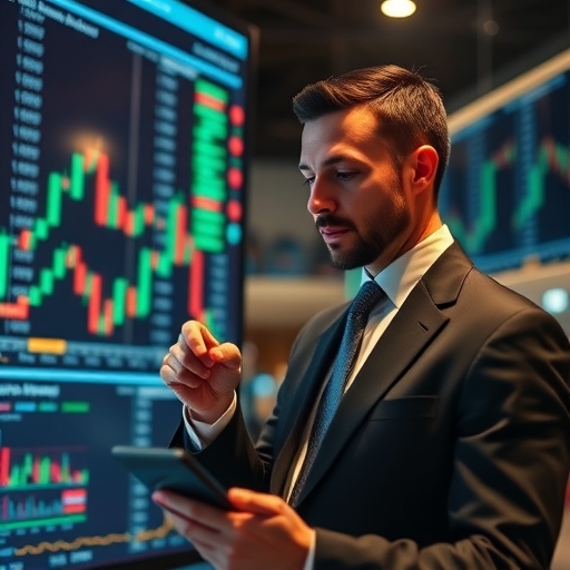 一位男子正在街頭交易股票