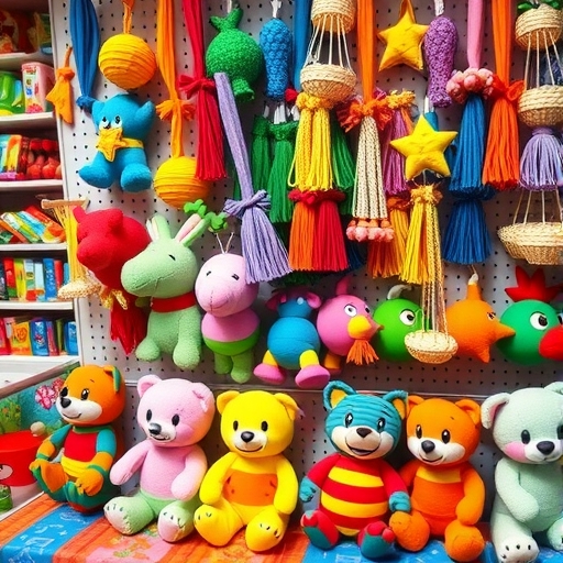 五顏六色的潮玩玩具在商店展示