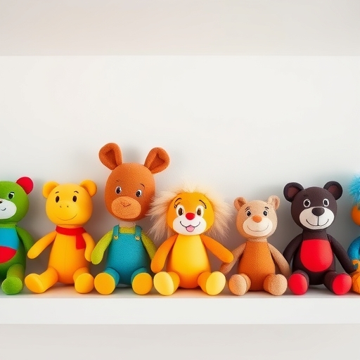 豐富多彩的玩具陳列在貨架上