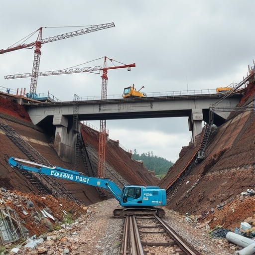 高速鐵路施工現場的橋梁結構
