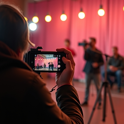 導演正在使用智慧型手機攝影
