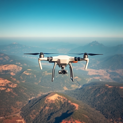 無人機在景觀上飛翔