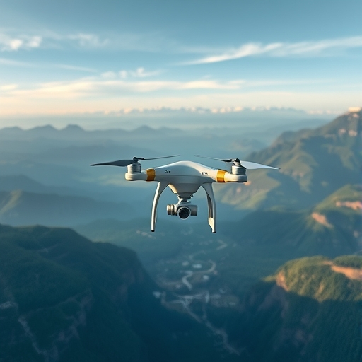 無人機在景觀上飛翔