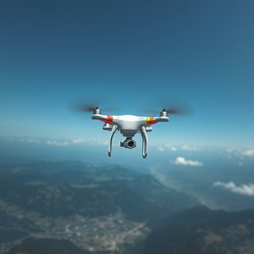 無人機在景觀上飛翔