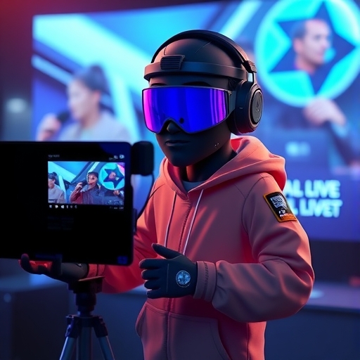 一個動態虛擬化身正在主持直播