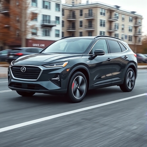 電動休旅車在道路上行駛