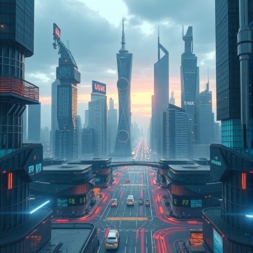 充滿AI技術的未來城市