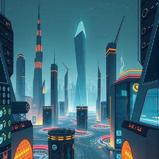 充滿AI技術的未來城市