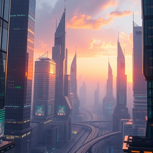 充滿AI技術的未來城市