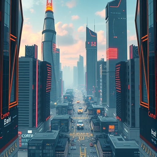 充滿AI技術的未來城市