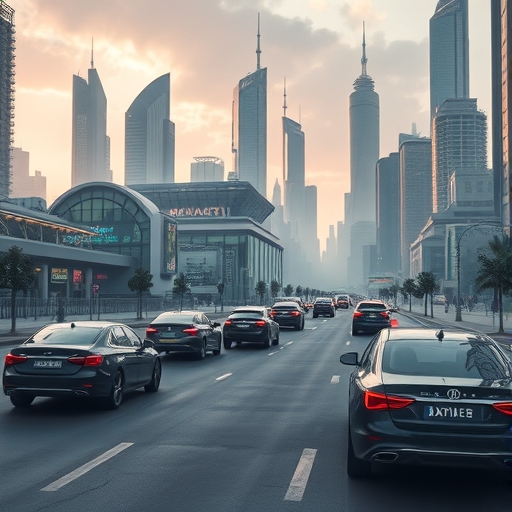 未來城市中的自主汽車穿梭