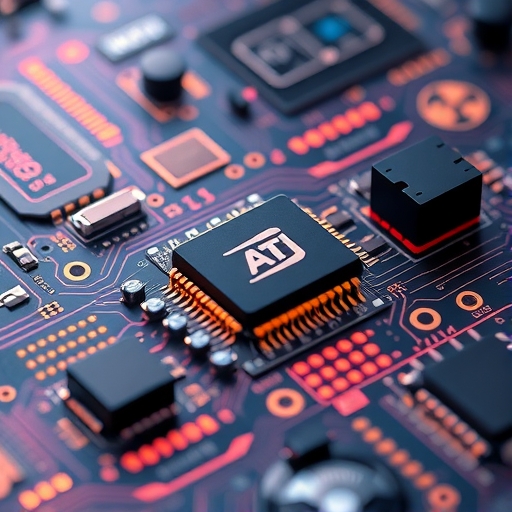 未來感的微型晶片特寫