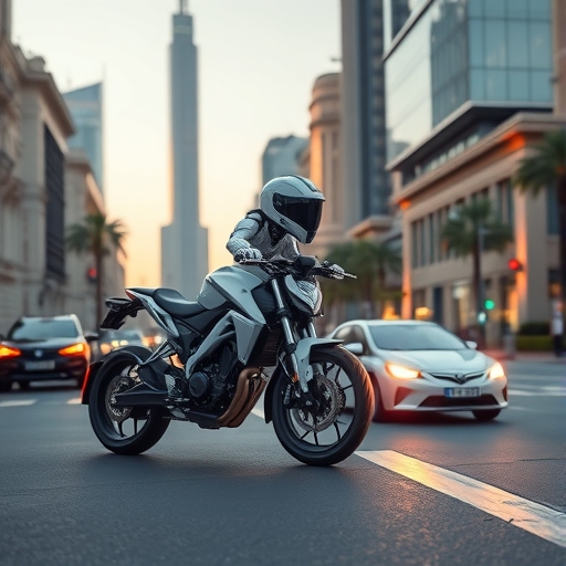 未來機器人計程車在現代城市道路上行駛