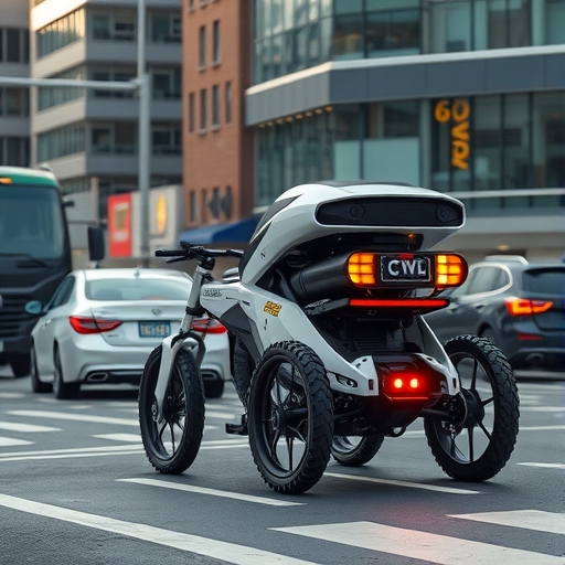 高科技機器人計程車在繁忙的城市街道上行駛