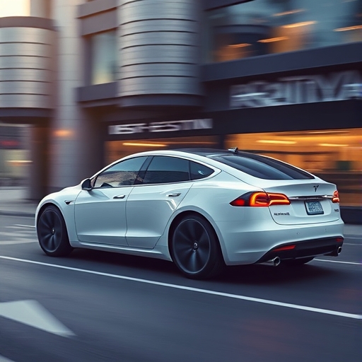 一輛未來感十足的特斯拉自駕車