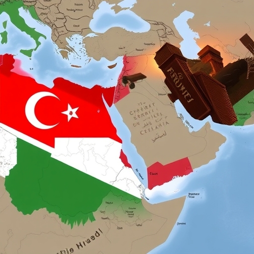 中東地緣政治緊張局勢圖像