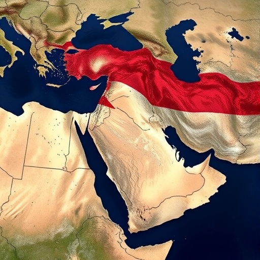 中東地緣政治緊張局勢圖像