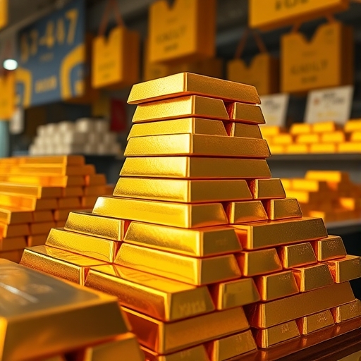 市場中堆疊的黃金條